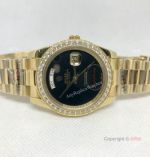 Clone Rolex Day-Date 41 Gold Presidential Black Onyx Dial Watch